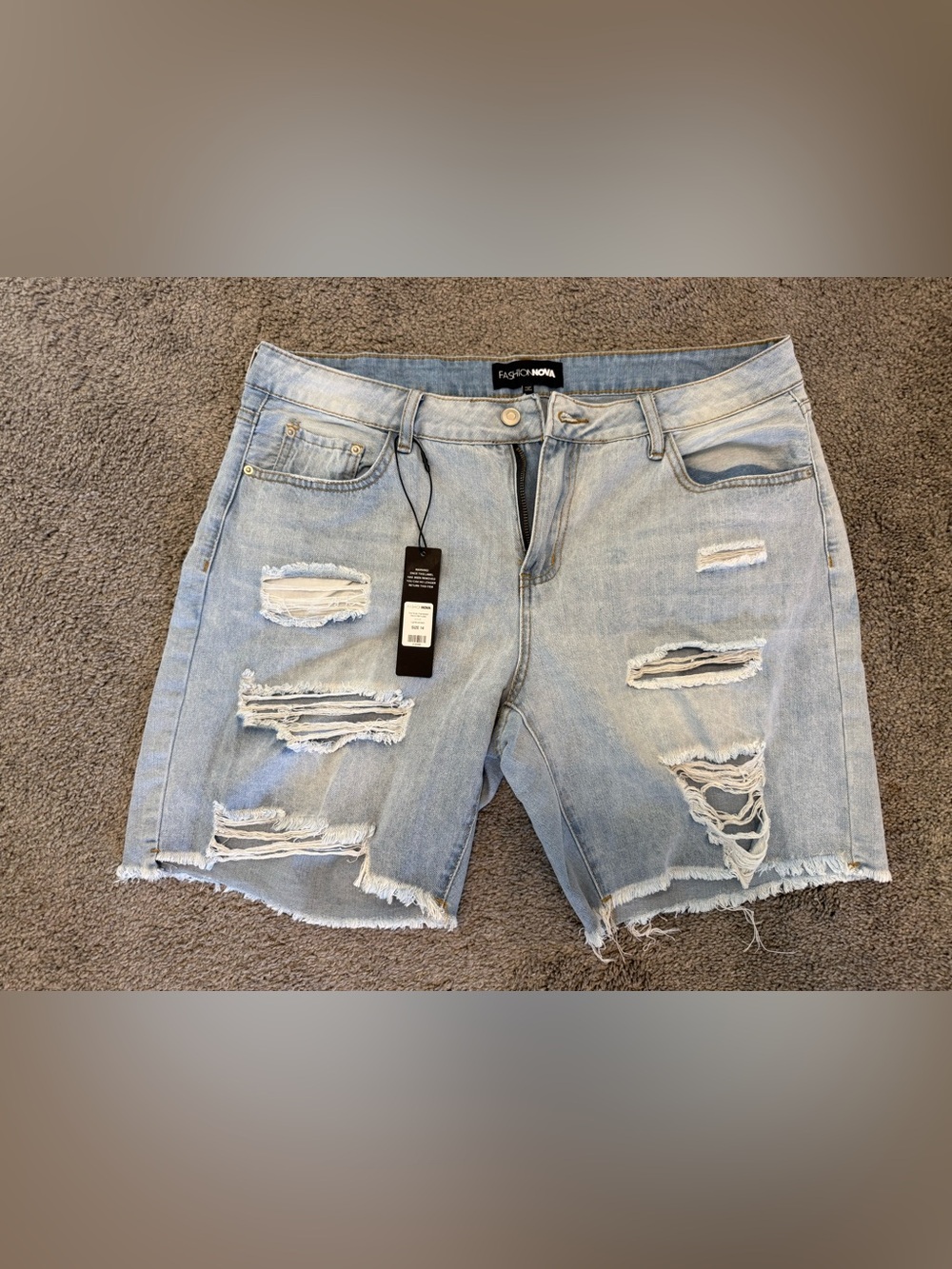Fashion Nova Light Wash Distressed Denim Shorts